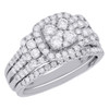 14K White Gold Ladies Round Diamond Halo Wedding Ring Engagement Bridal Set 1 ct