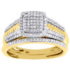Diamond Wedding Bridal Set 10K Yellow Gold Cluster Pave Engagement Ring 0.40 Ct