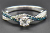 Round Solitaire Diamond Engagement Ring 14K White Gold Blue Infinity Band .75 Ct