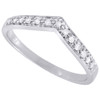 Diamond Wedding Band Curved 10K White Gold Round Cut Ladies Prong Ring 0.09 CT