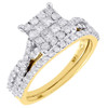 Diamond Wedding Engagement Ring 14K Yellow Gold Princess Cut Bridal Set 0.99 Tcw
