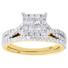 Diamond Wedding Engagement Ring 14K Yellow Gold Princess Cut Bridal Set 0.99 Tcw