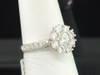 Ladies 14K White Gold Flower Set Diamond Engagement Ring Bridal Set .1.51 Ct.