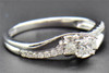 Princess Diamond Engagement Ring Round Cut 14K White Gold Three Stone 0.34 Ct