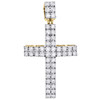 10K Yellow Gold Real Diamond Cross Pendant Dome Puff Prong Set 1.75" Charm 1 CT.