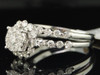 Diamond Solitaire Flower Bridal Set 14K White Gold Round Wedding Ring 1.50 Tcw.