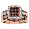 Red Diamond Bridal Set Ladies Square 10k Rose Gold Round Wedding Ring 0.40 Ct.