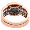Red Diamond Bridal Set Ladies Square 10k Rose Gold Round Wedding Ring 0.40 Ct.