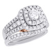 14K White Gold Solitaire Diamond Wedding Ring Cushion Halo Bridal Set 1.50 CT.