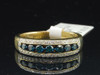 Ladies 10K Yellow Gold Blue & White Diamond Engagement Ring Wedding Band .52 Ct.