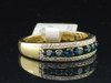 Ladies 10K Yellow Gold Blue & White Diamond Engagement Ring Wedding Band .52 Ct.