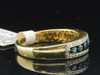 Ladies 10K Yellow Gold Blue & White Diamond Engagement Ring Wedding Band .52 Ct.