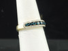 Ladies 10K Yellow Gold Blue & White Diamond Engagement Ring Wedding Band .52 Ct.