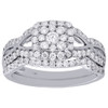 14K White Gold Diamond Double Halo Infinity Engagement Ring Bridal Set 1 Ct.
