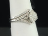 Diamond Bridal Set 10K White Gold Engagement Ring Curved Wedding Band 0.71 CT