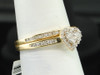 Ladies 10K Yellow Gold Diamond Engagement Ring Heart Wedding Band Bridal Set .5C