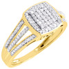 Diamond Square Engagement Ladies 10k Yellow Gold Round Cut Wedding Ring 0.25 Ct.