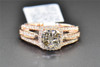 Champagne Brown Diamond Engagement Ring Round Cut Halo 14K Rose Gold 3/4 CT