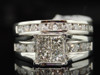 Ladies 14K White Gold Princess Diamond Engagement Ring Bridal Set 2.00 Ct.