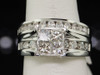 Ladies 14K White Gold Princess Diamond Engagement Ring Bridal Set 2.00 Ct.