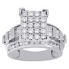 10K White Gold Baguette & Round Diamond Rectangle Ladies Engagement Ring 2 Ct.