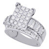 10K White Gold Baguette & Round Diamond Rectangle Ladies Engagement Ring 2 Ct.