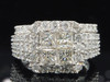 Ladies 14K White Gold Princess Cut Halo Diamond Engagement Ring Bridal Set 3 Ct.