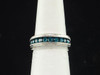 Blue Diamond Wedding Band 10k White Gold Round Cut Anniversary Ring 0.47 Ct.