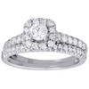 Diamond Bridal Set Ladies Solitaire Halo 14K White Gold Wedding Ring 1.01 Ct.