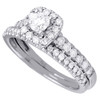 Diamond Bridal Set Ladies Solitaire Halo 14K White Gold Wedding Ring 1.01 Ct.