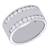 14K White Gold Diamond Wedding Band 2 Row Ladies 9.25mm Anniversary Ring 1 Ct.