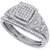 Diamond Engagement Wedding Ring 10K White Gold Round Cut Pave 1/3 Ct. Bridal Set