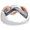 Diamond Wedding Band 10K Two Tone White Rose Gold Round Cut Ladies Ring 0.16 Ct