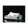 Ladies 10K White Gold Round Solitaire Blue Diamond Engagement Ring Bridal Set