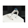 Ladies 10K White Gold Round Solitaire Blue Diamond Engagement Ring Bridal Set