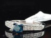 Ladies 10K White Gold Round Solitaire Blue Diamond Engagement Ring Bridal Set