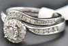 Diamond Bridal Set Solitaire Round Engagement Wedding Ring 14K White Gold .77 Ct