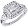 14k White Gold Princess Cut Diamond Halo Engagement Bridal Ring 0.75 Ct.