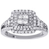 14k White Gold Princess Cut Diamond Halo Engagement Bridal Ring 0.75 Ct.