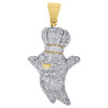 10K Yellow Gold Round Diamond Doughboy Pendant 1.80" Mens Pave Charm 1.50 Ct.
