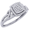 Diamond Cluster Engagement Wedding Ring 10K White Gold Pave Halo Style 0.33 Ct.