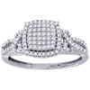 Diamond Cluster Engagement Wedding Ring 10K White Gold Pave Halo Style 0.33 Ct.