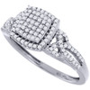 Diamond Cluster Engagement Wedding Ring 10K White Gold Pave Halo Style 0.33 Ct.