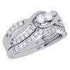 14K White Gold Two Stone Solitaire Diamond Bridal Set Engagement Ring 0.75 Ct.