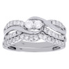 14K White Gold Two Stone Solitaire Diamond Bridal Set Engagement Ring 0.75 Ct.