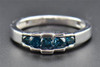 Blue Diamond Wedding Band 10K White Gold Round Cut Ladies Five Stone Ring .46 Ct