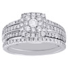 14K White Gold Diamond Bridal Set Square Engagement Ring Wedding Band 1 Ct.