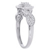 10K White Gold Diamond Engagement Wedding Ring Round Cut Halo Style 1/4 Ct.