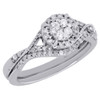 10K White Gold Diamond Flower Halo Wedding Ring Engagement Bridal Set 0.38 Ct.