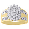 10K Yellow Gold Genuine Diamond Cluster Head Right Hand Promise Ring 1/2 CT.